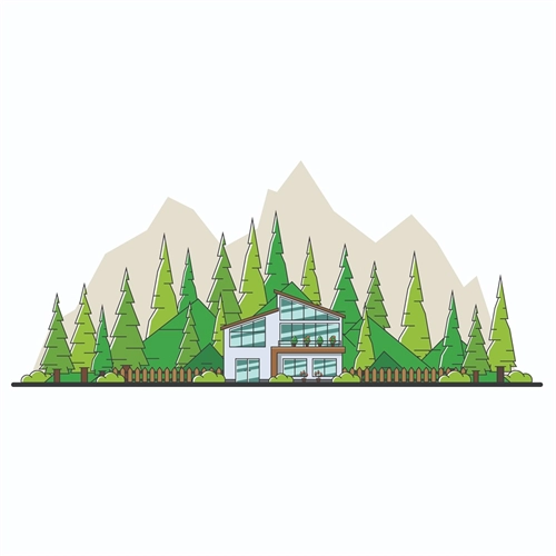 Summer Theme Nature House Landscape Transparent Sticker